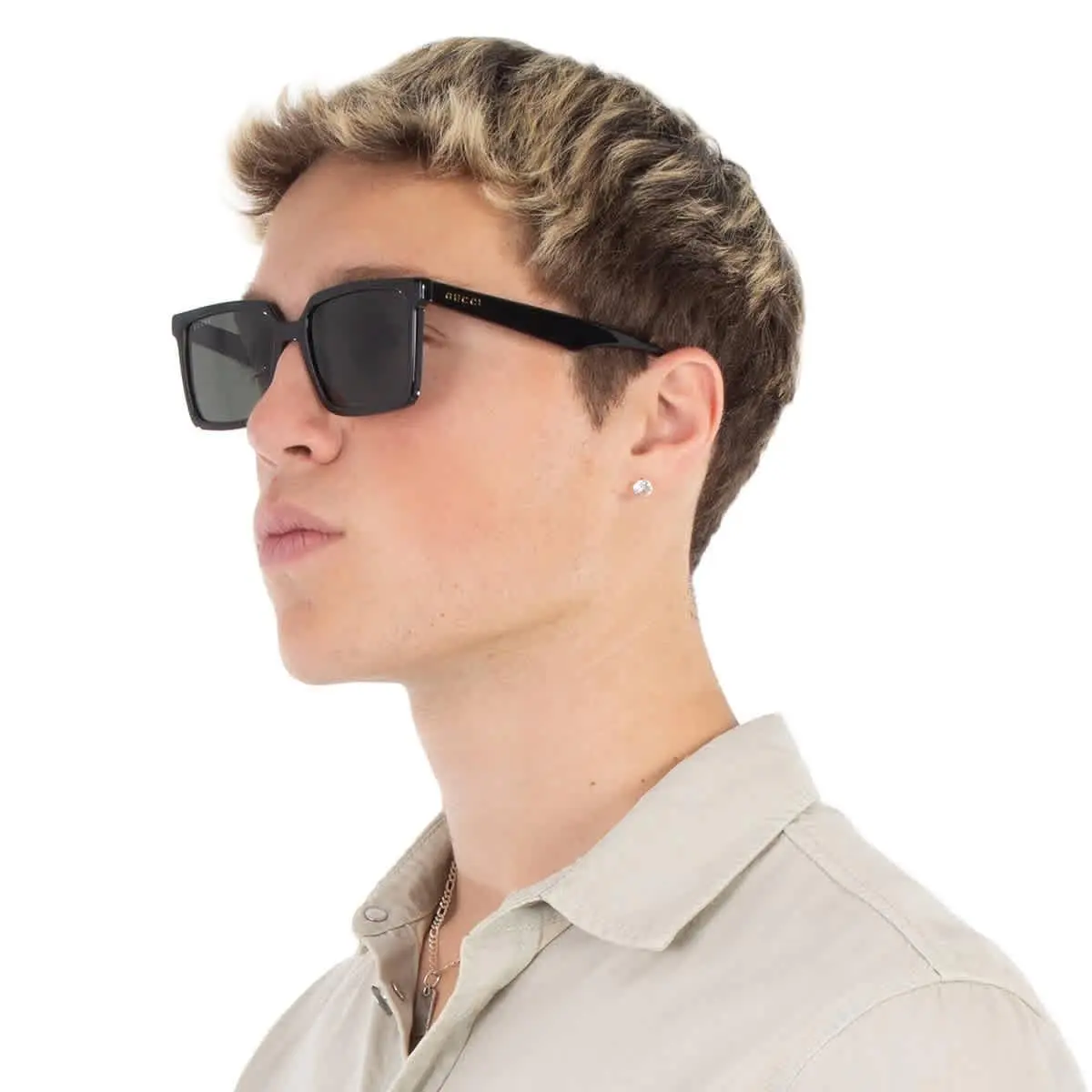 Gucci Grey Square Men`s Sunglasses GG1540S 001 55 GG1540S 001 55