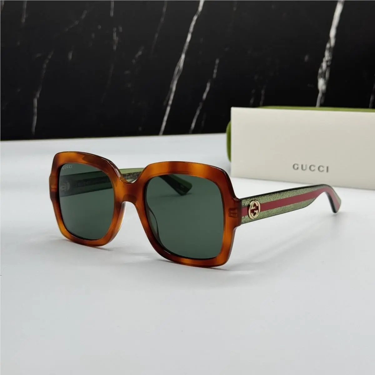 GG0036SN 003 Havana Square Women Sunglasses by Gucci