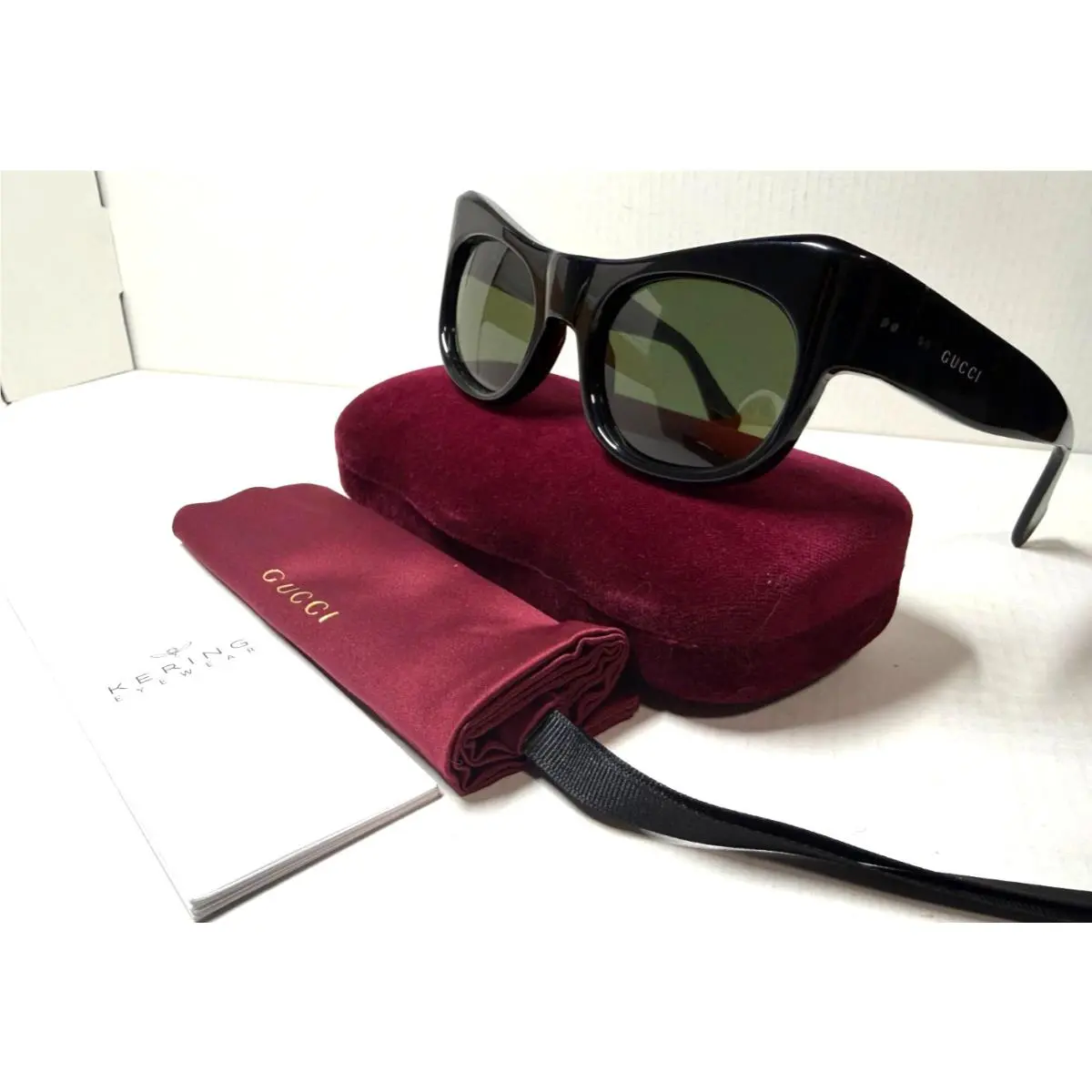 GG0870S 001 Shiny Black with Green Lenses Sunglasses Frame 54-21 by Gucci