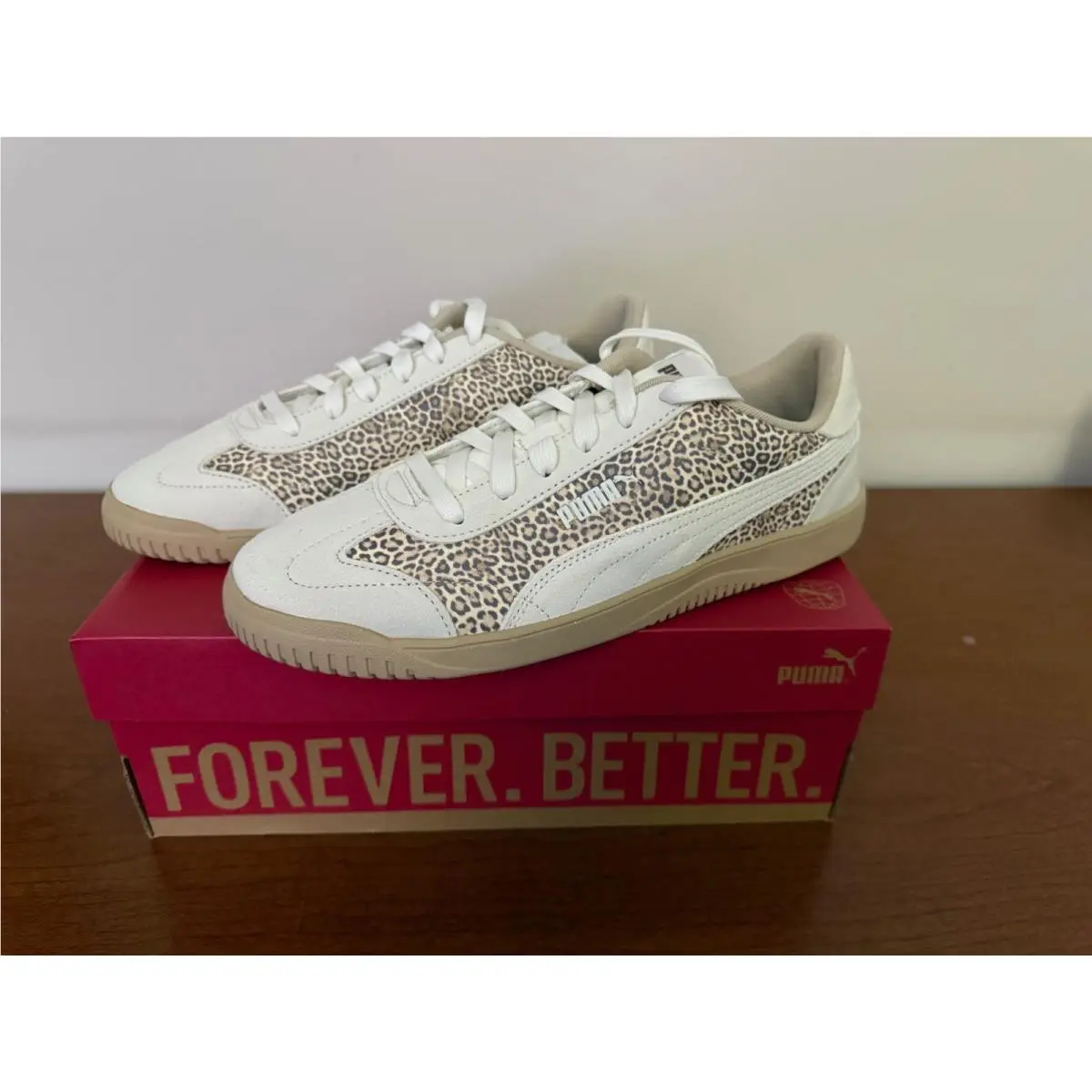 Puma Club 5V5 Animal Print Lace Up Womens White Sneakers Size 11