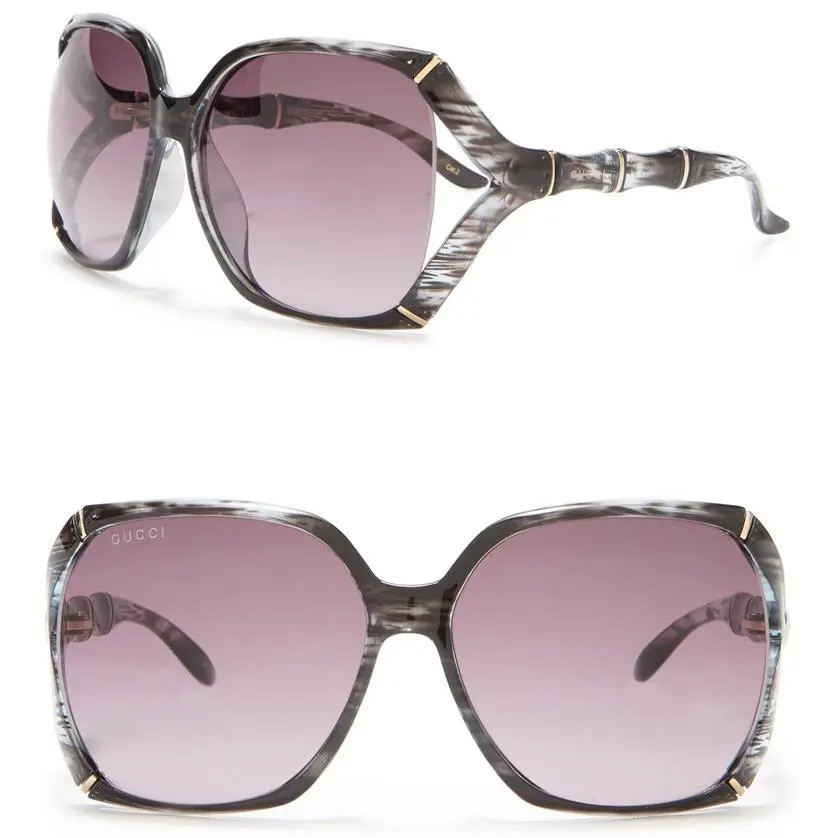 Gucci Bamboo Square Oversized Sunglasses GG 3508/S Grey Horn Gradient GG0505S - Frame: Grey Horn, Lens: Grey, Code: 002
