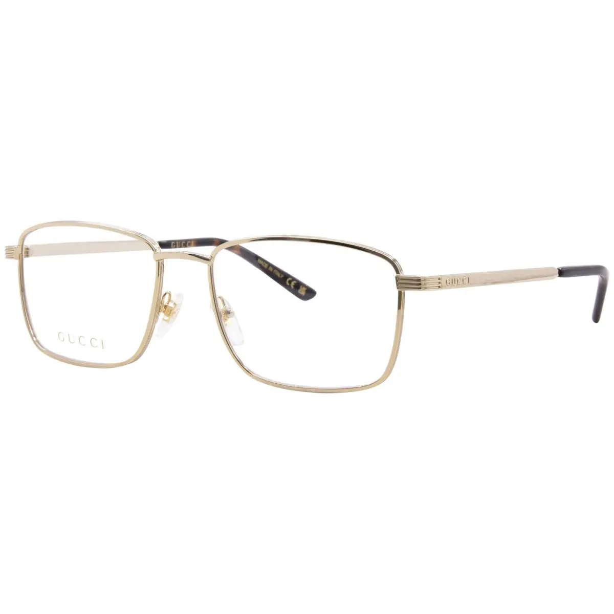 Gucci GG1882O 002 Eyeglasses Frame Men`s Gold Full Rim Square Shape 54-mm