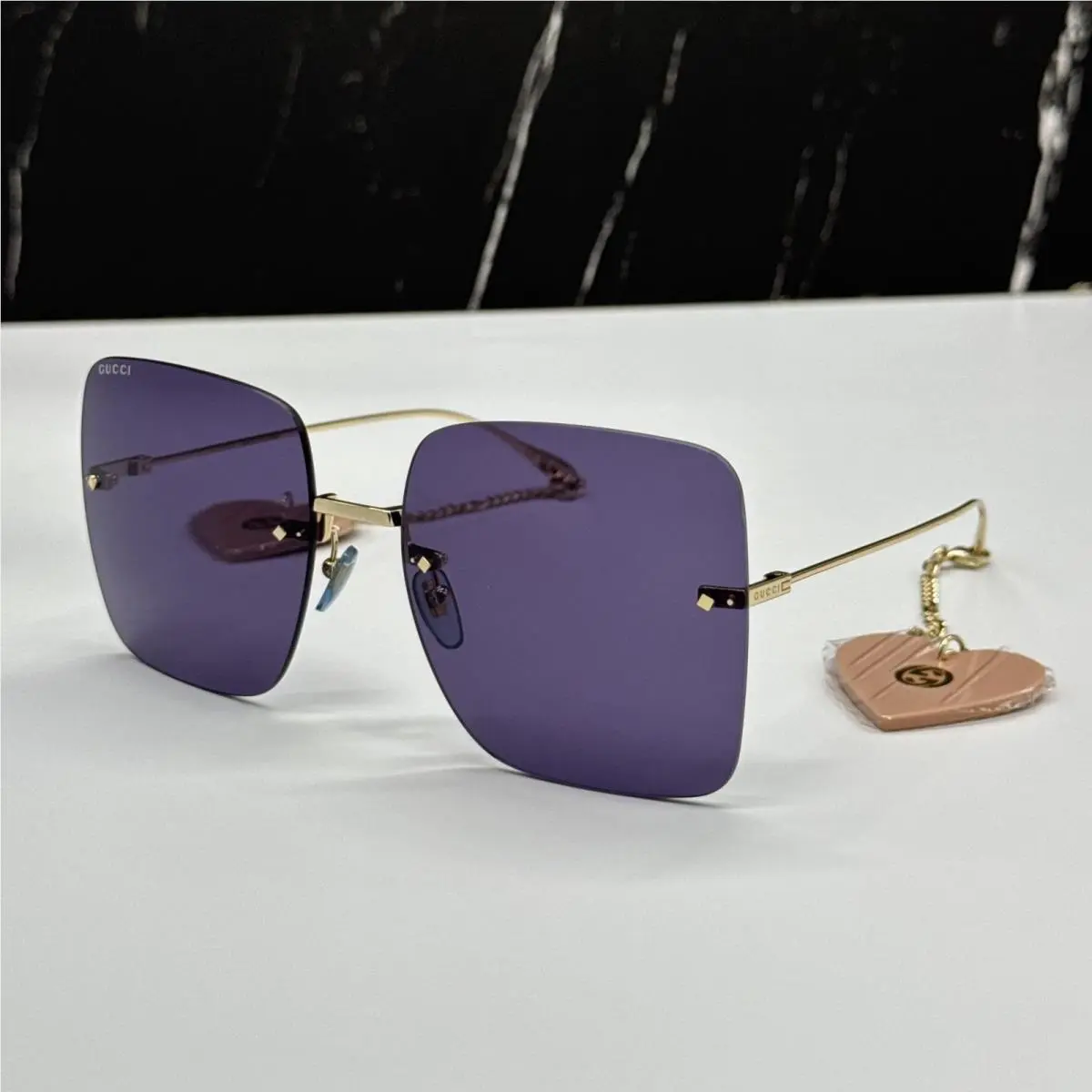 Sunglasses GG1147S 004 Gold Blue Women Eyewear  Plus Earrings by Gucci