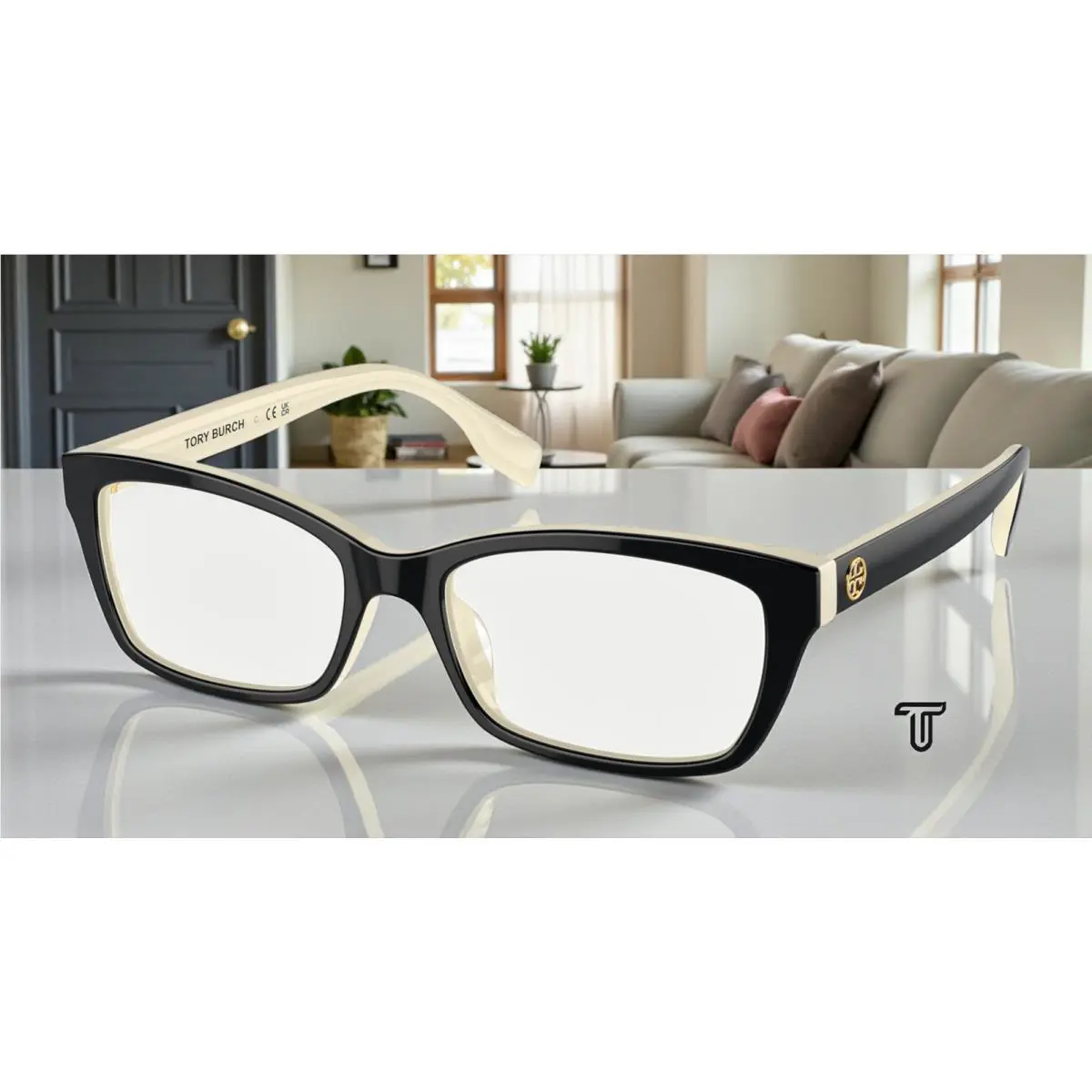 Tory Burch TY2144U 1988 Black Ivory Demo Lens 53 mm Women`s Eyeglasses
