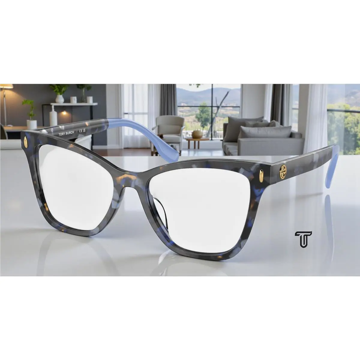Tory Burch TY2142U 1957 Blue Tortoise Demo Lens 51 mm Women`s Eyeglasses