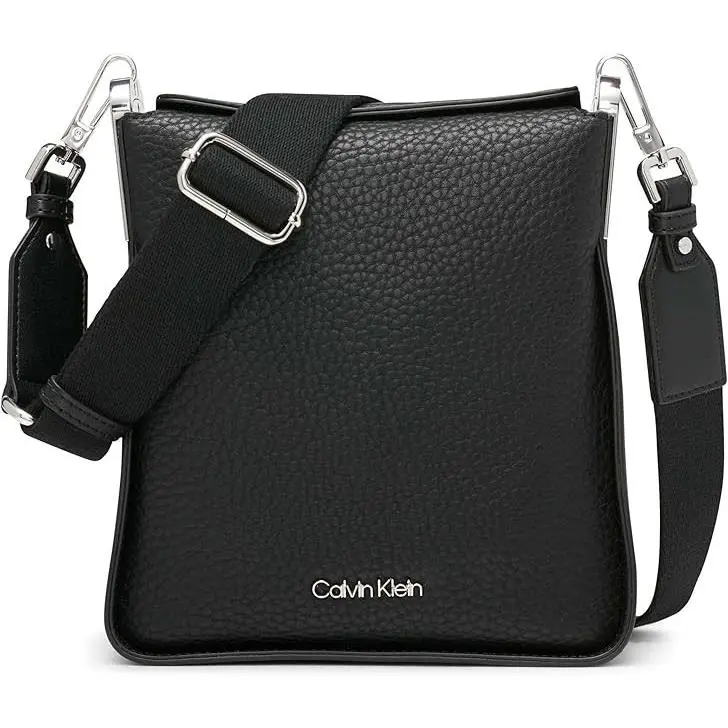 Calvin Klein Women`s Vegan Leather N/s Crossbody Shoulder Bag Black