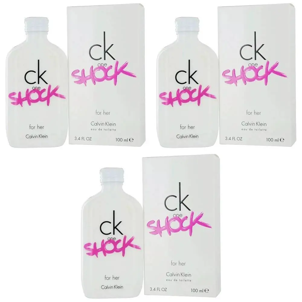 3-Pack CK One Shock by Calvin Klein Edt Perfume For Women 3.4 oz