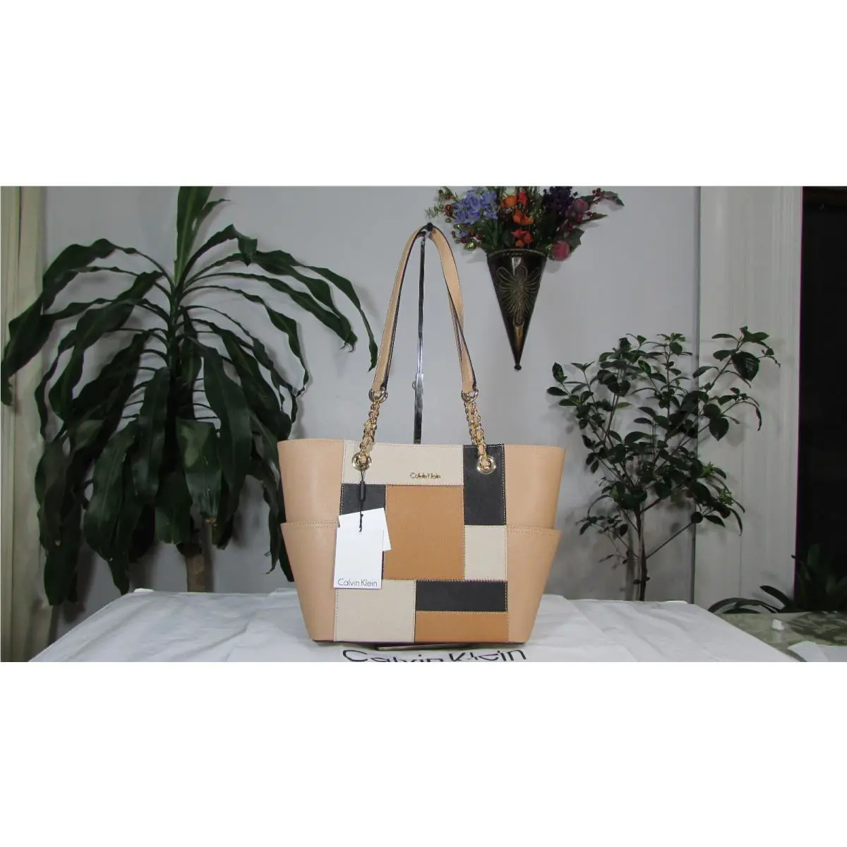 Calvin Klein Patchwork Saffiano Leather Tote