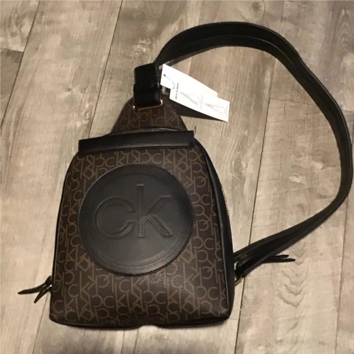Calvin Klein Mia Backpack Brown Black Logo Women Backpacks Casual Double Zip