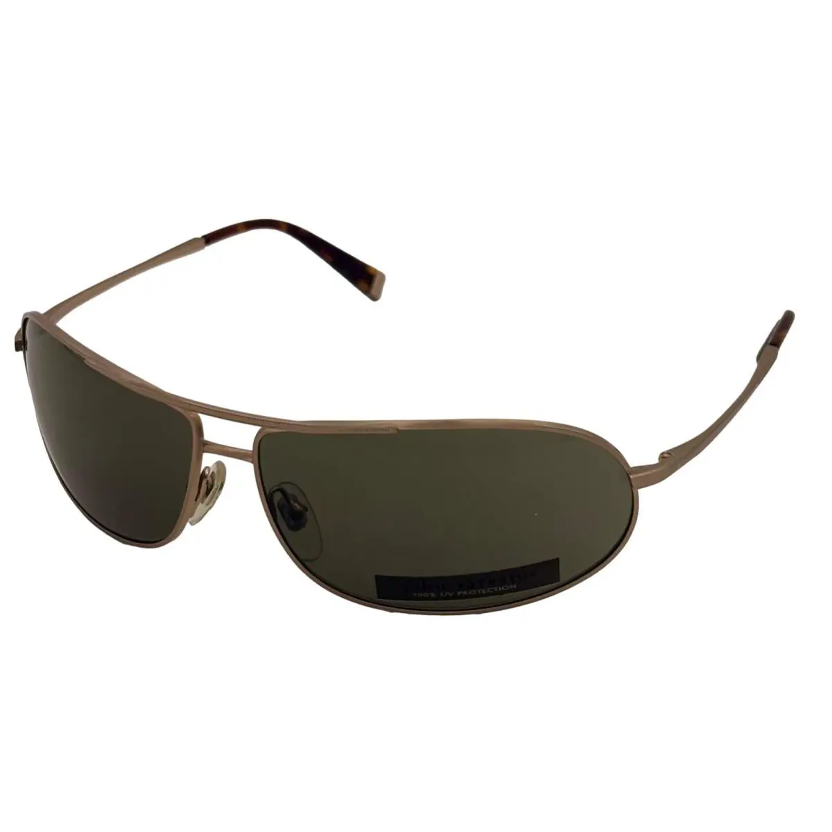 John Varvatos Mens Matte Gold Metal Rectangle Sunglass Green Lens V106