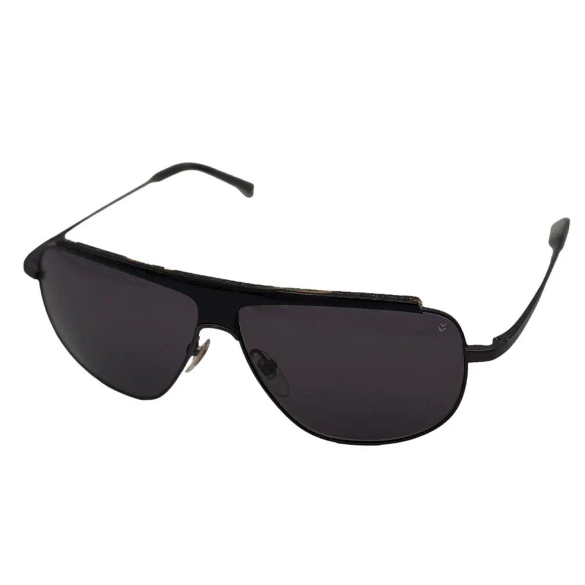 John Varvatos Mens Black Metal Rectangle Aviator Sunglass Smoke Lens V754