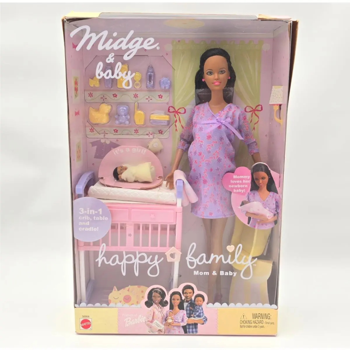 2002 Barbie Happy Family Midge Baby African American Pregnant Doll 56664