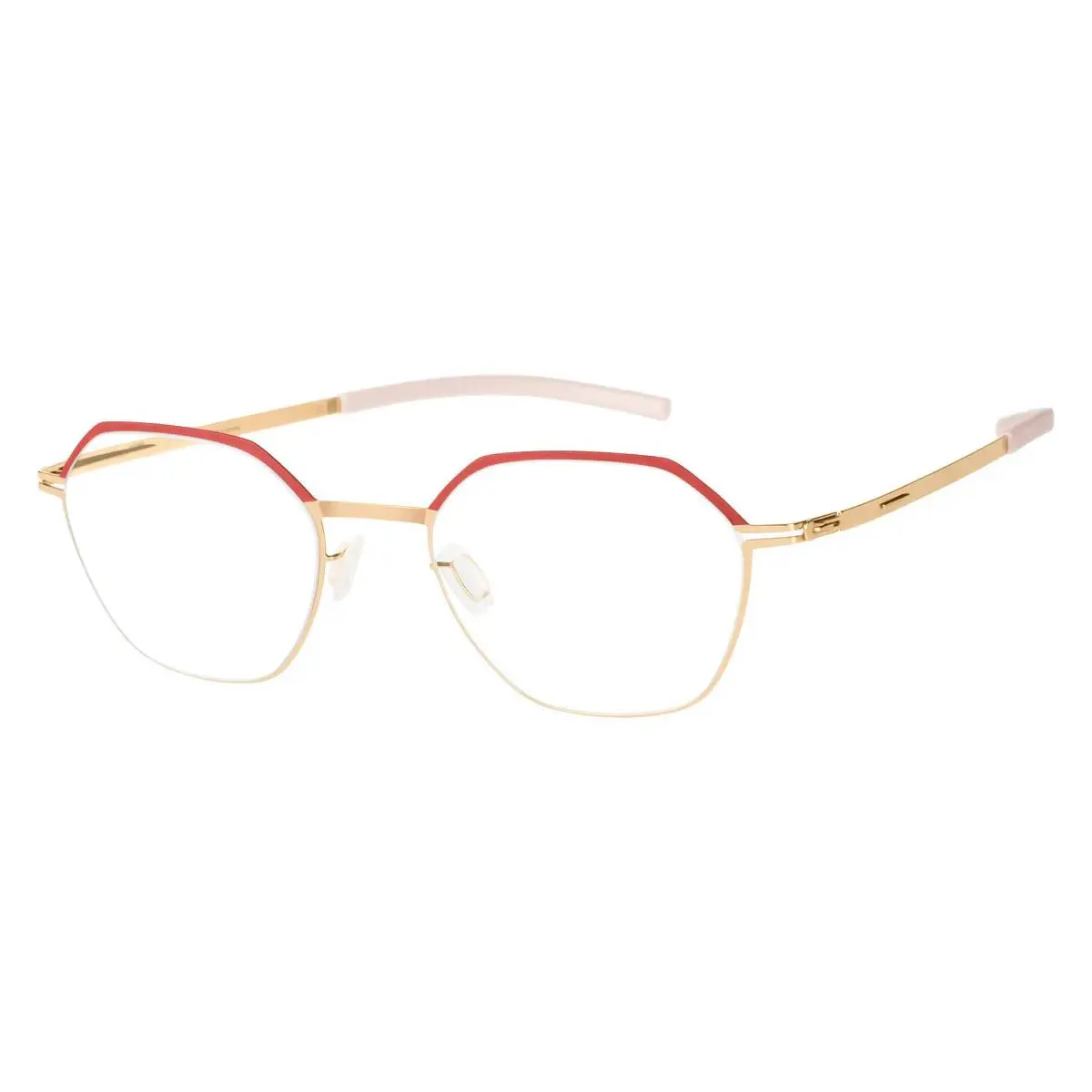 IC Berlin Maloja Hexagonal Matte Red/gold 48 mm Unisex Eyeglasses Frame - Frame: Red