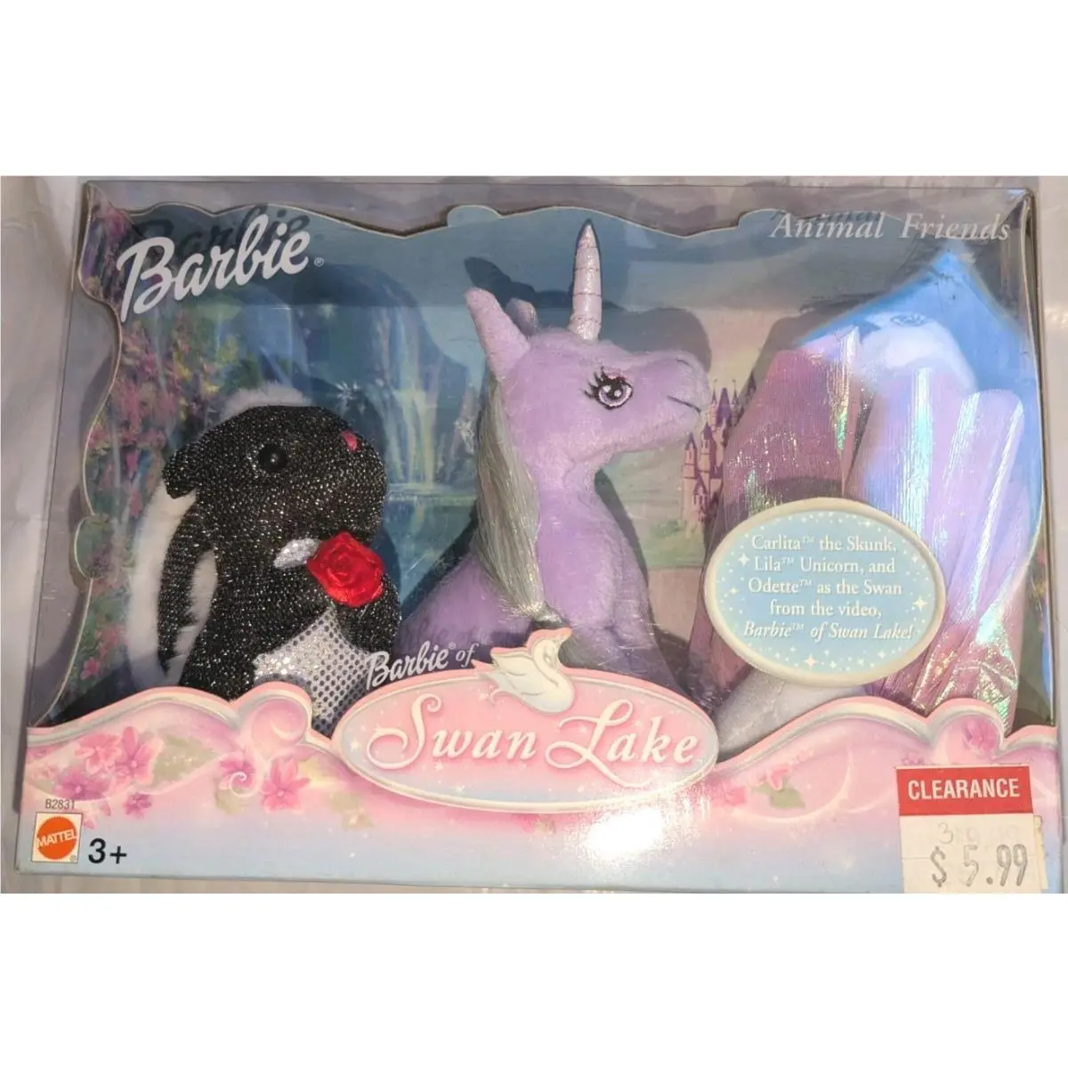 Barbie B2831 Swan Lake Animal Friends Vintage 2003 Mattel Odette Carlita Lilanew