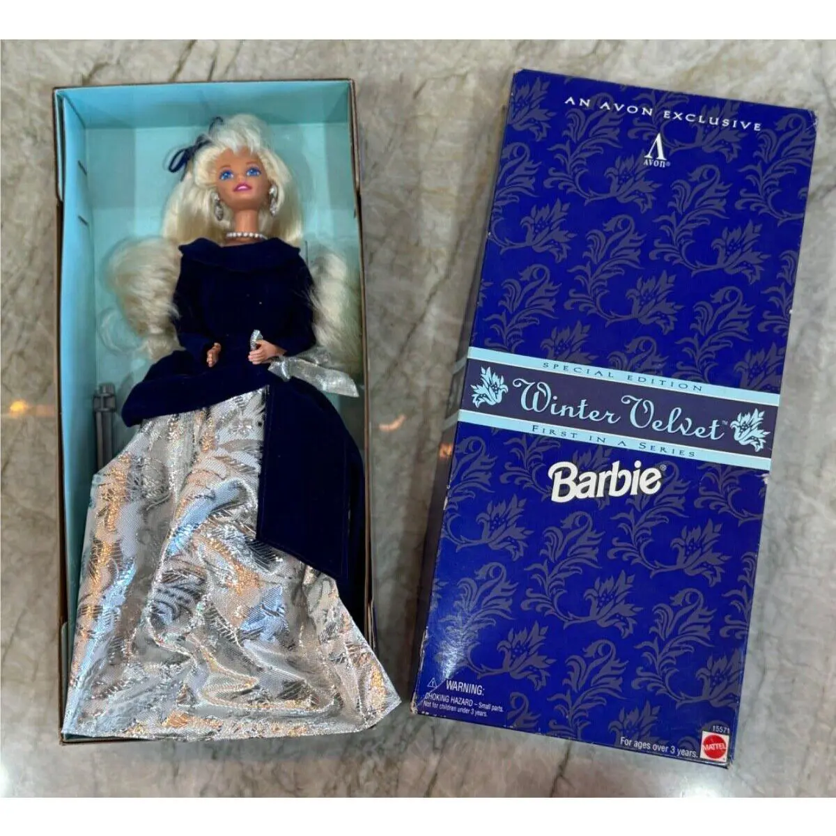 1995 Mattel Avon Exclusive Special Edition Winter Velvet Barbie Doll