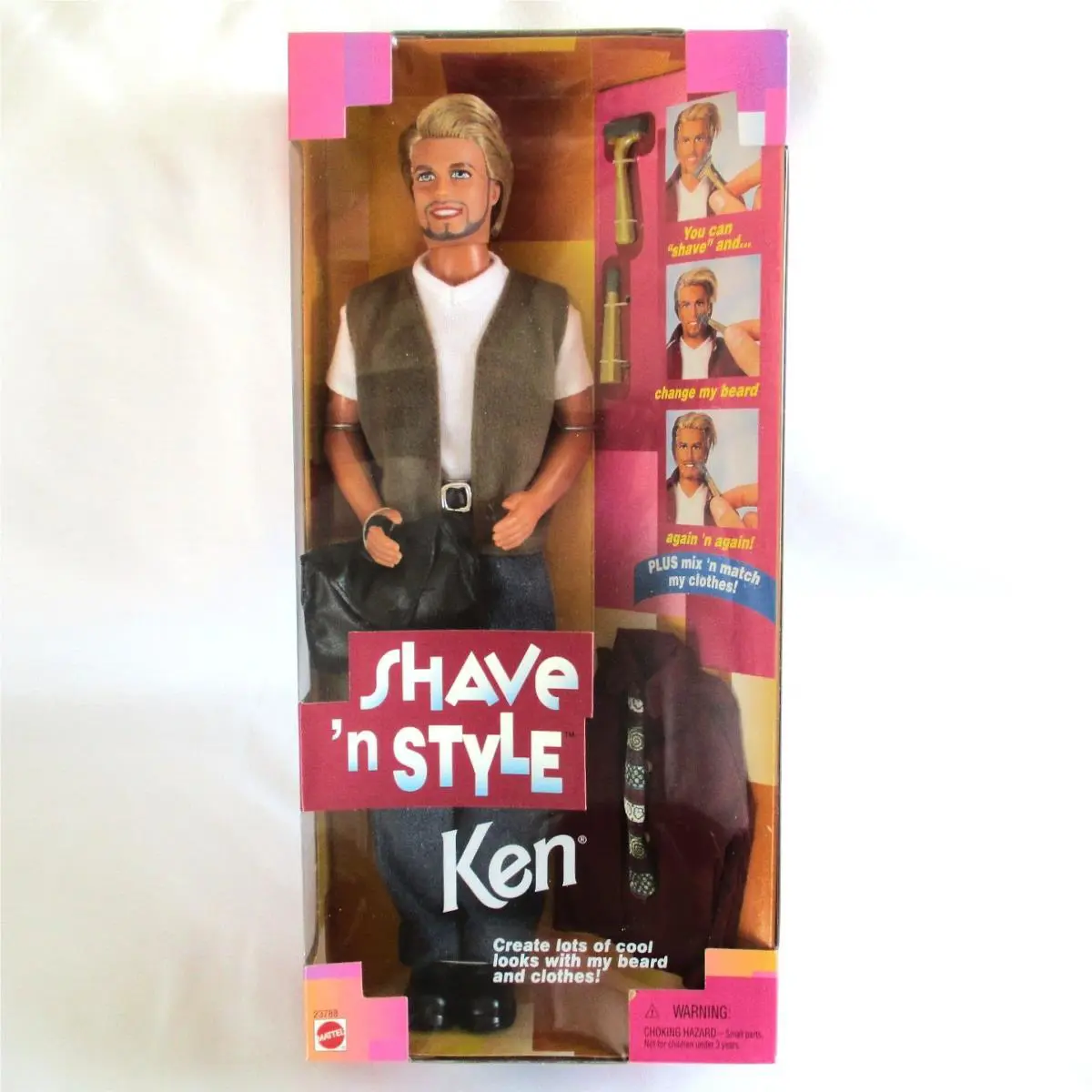 Vintage Shave ‘N Style Ken Color Change Beard 1999 Barbie Mattel 23788 Nrfb