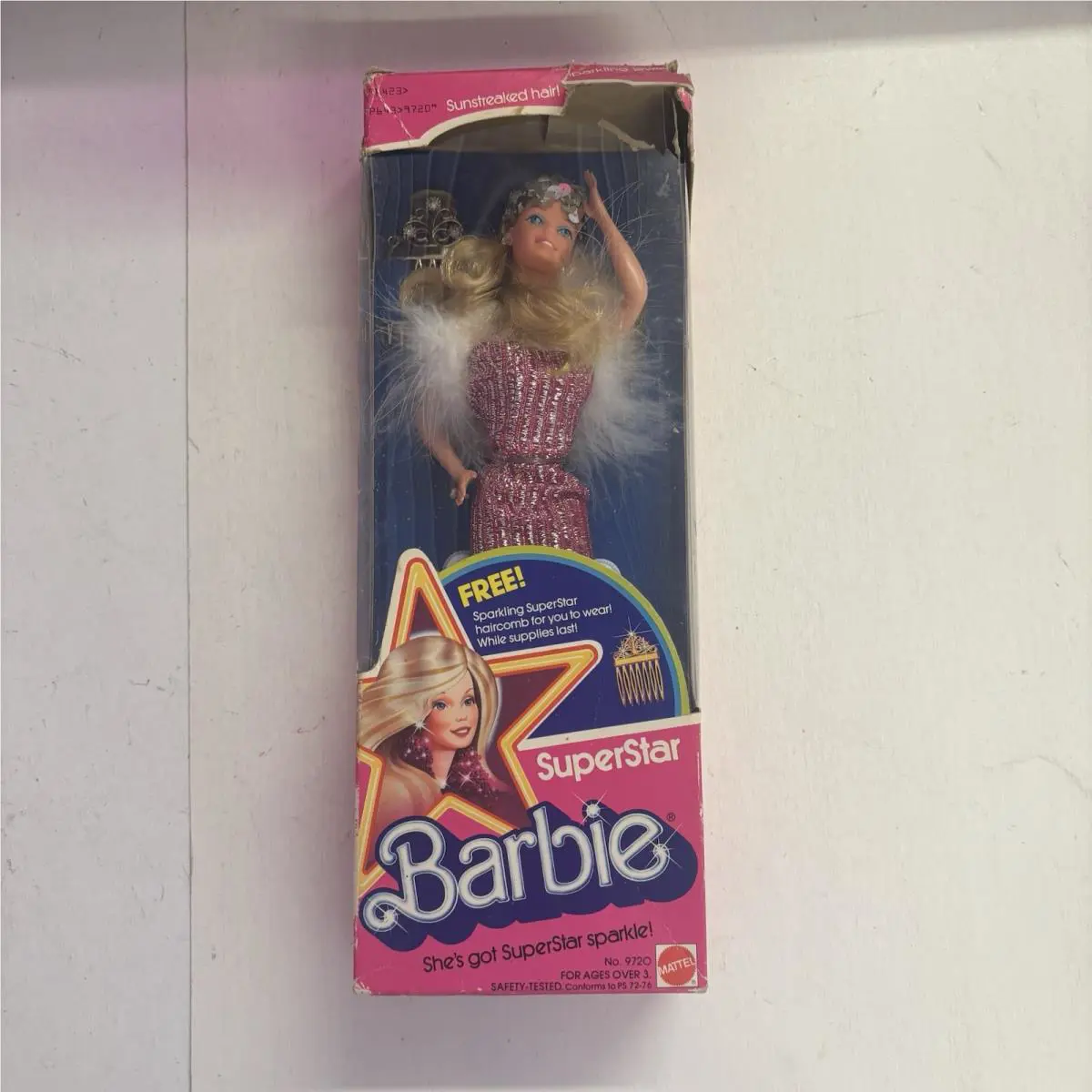 Vhtf/nrfb 1976 Mattel Superstar Barbie Promotional Variation Raspberry 9720 Boa