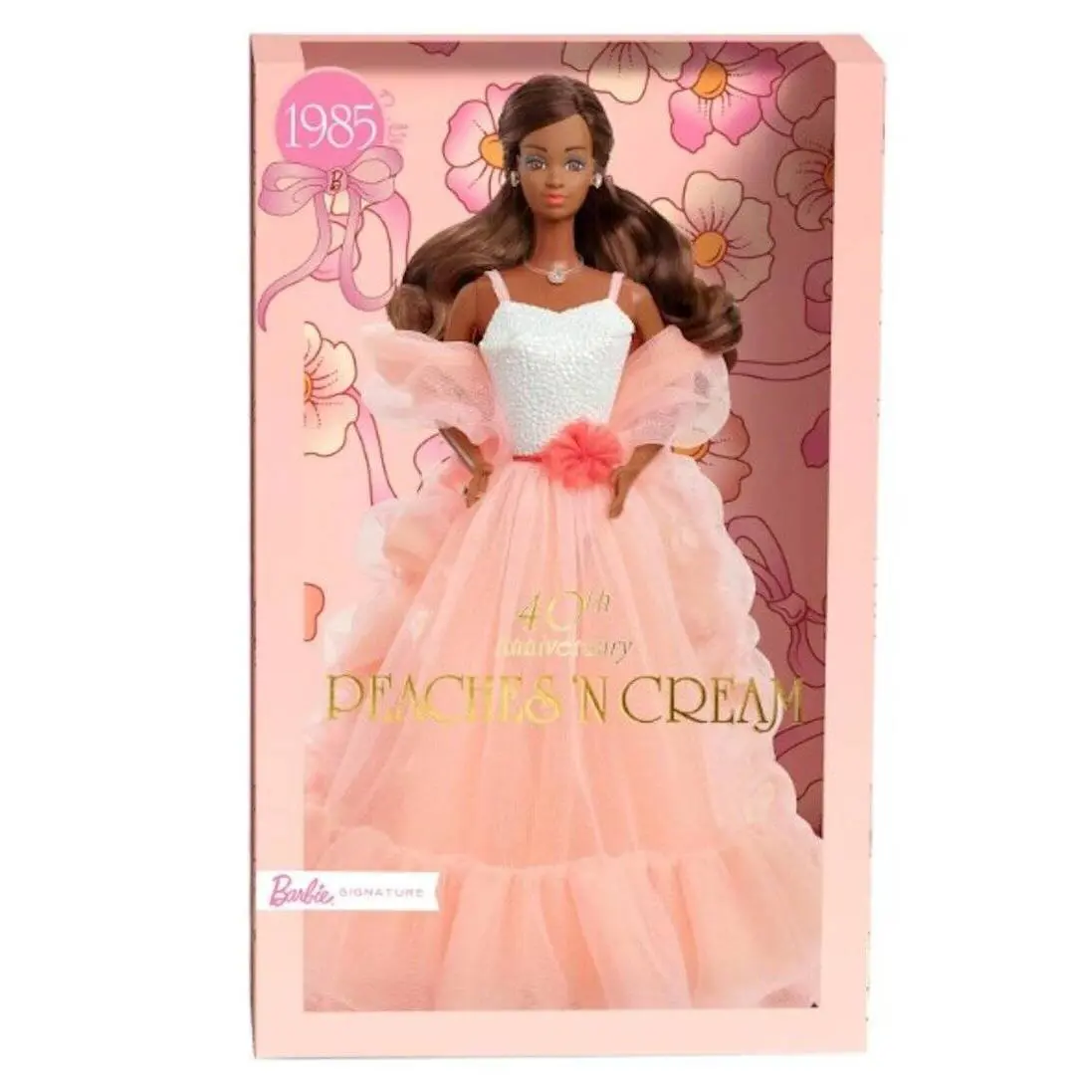 Barbie Signature Peaches ‘n Cream African American Barbie Doll with Shipper Bo