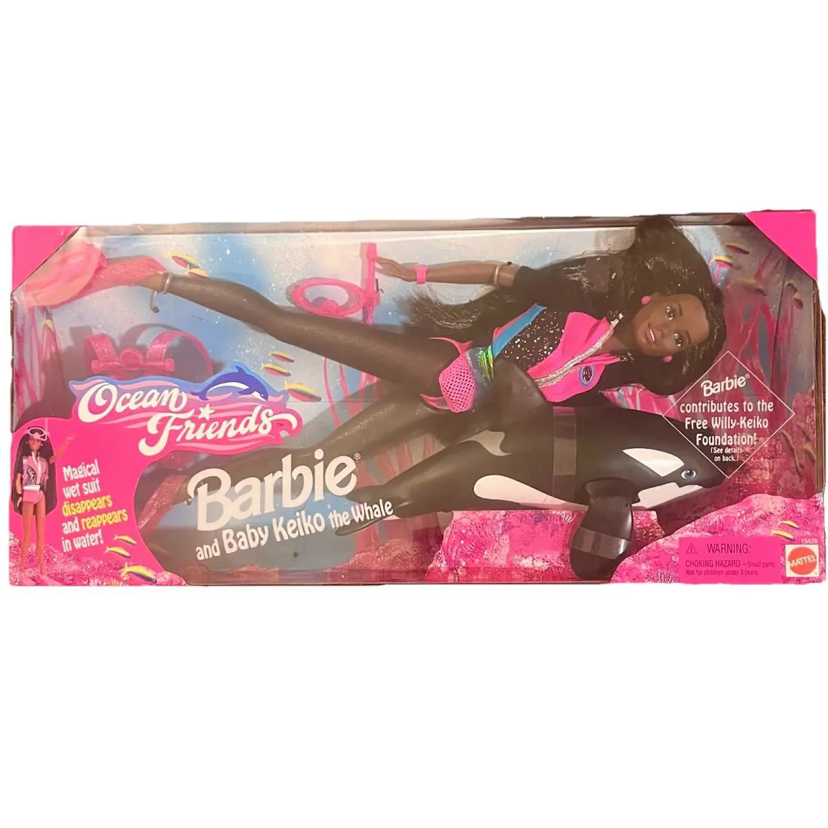 1996 Mattel Barbie Ocean Friends and Baby Keiko The Whale 15429 African American
