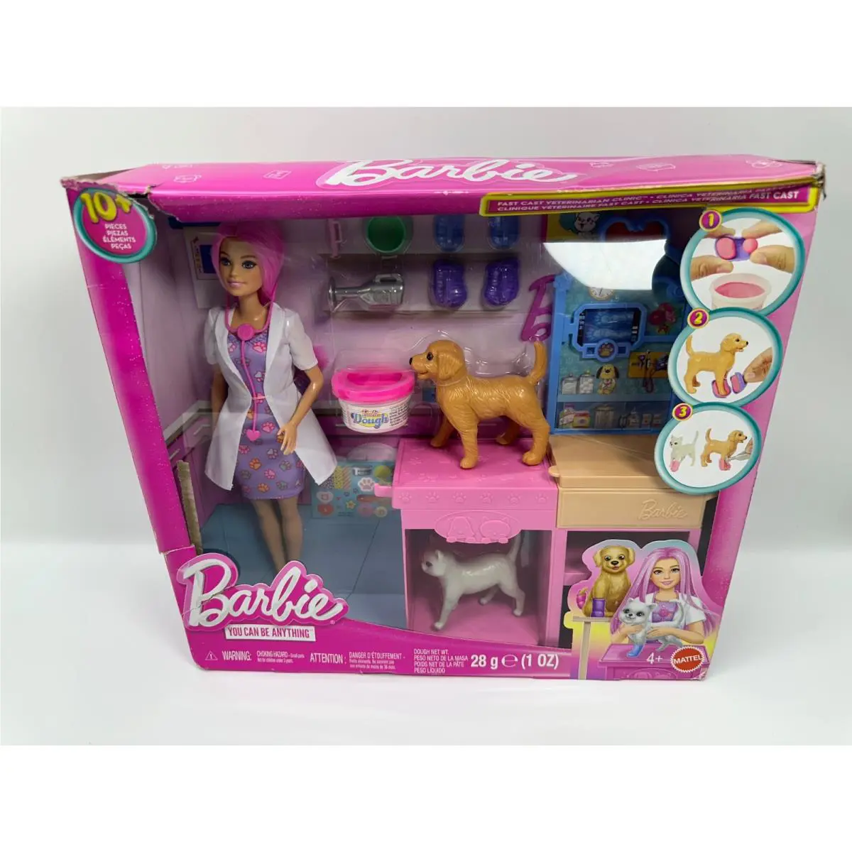 Barbie Fast Cast Veterinarian Clinic Playset with Pink Colored Hair Fashion Doll
