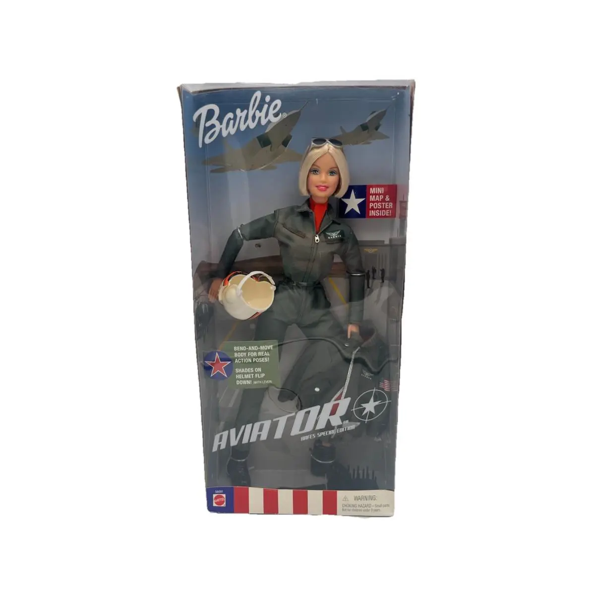 Barbie Aviator Blonde Doll Aafes Special Edition Mattel 2001 Collectible Vtg