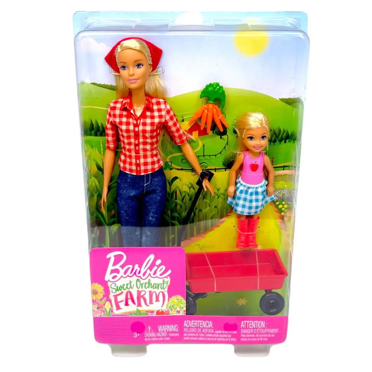 Barbie Sweet Orchard Farm Doll and Chelsea Doll with Red Wagon Toys For Girls 3+
