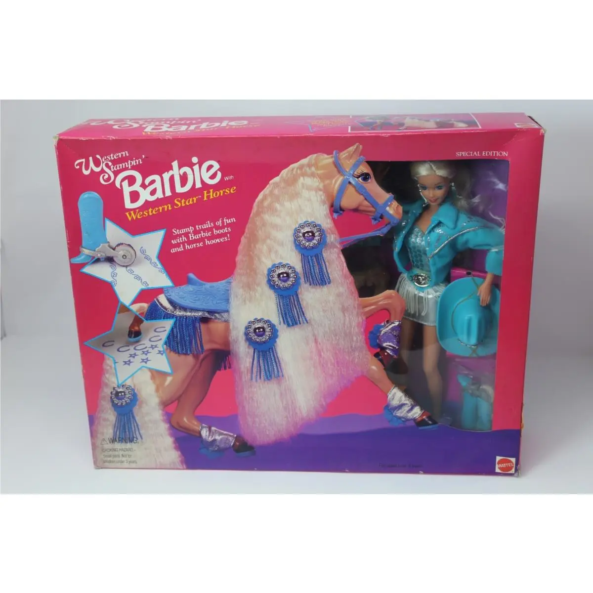Barbie Western Stampin Doll and Western Star Horse Set 1993