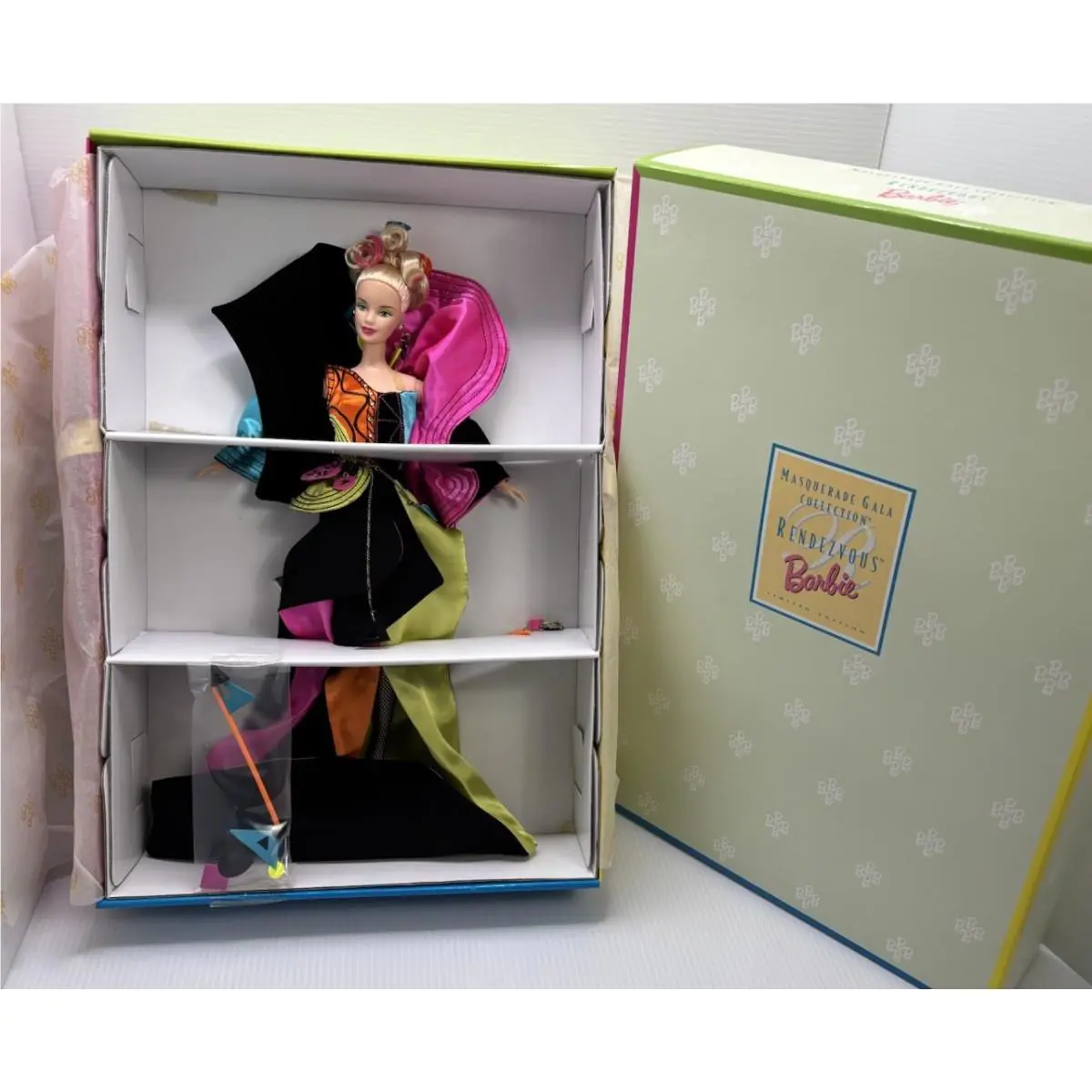 Vintage Rendezvous Barbie Masquerade Gala Collection 1998 Mattel Colorful Doll
