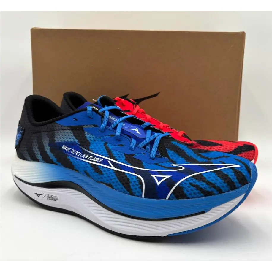 Mizuno shoes - Mizuno WAVE REBELLION FLASH 2 - J1GC241701 - Red/Blue 10