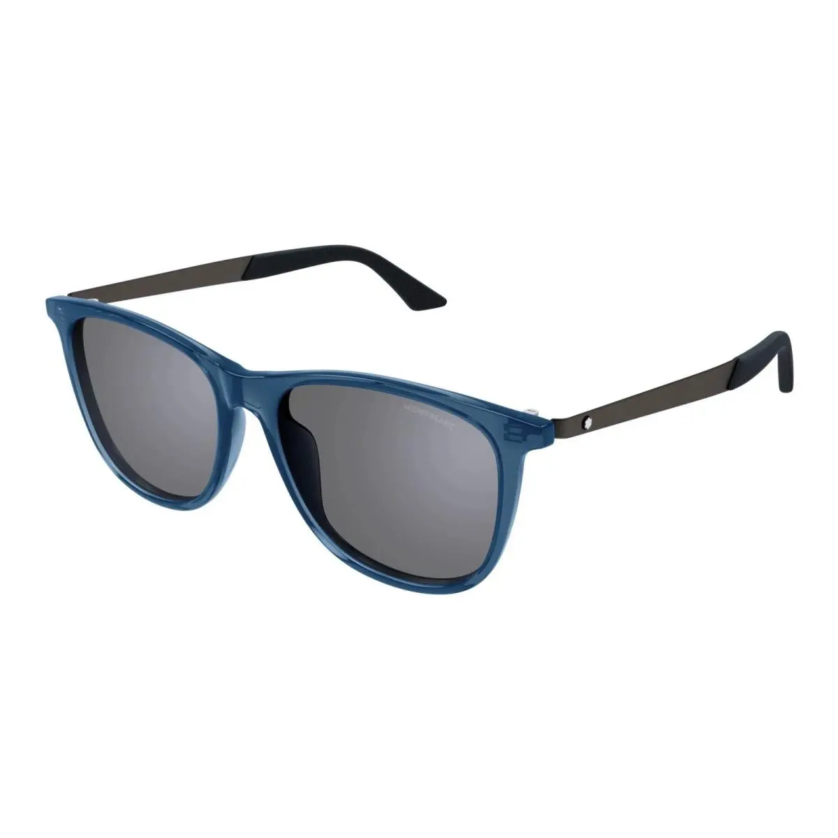 Men`s Blue Gunmetal Square Sunglasses - MB0330S-003-56 by Montblanc