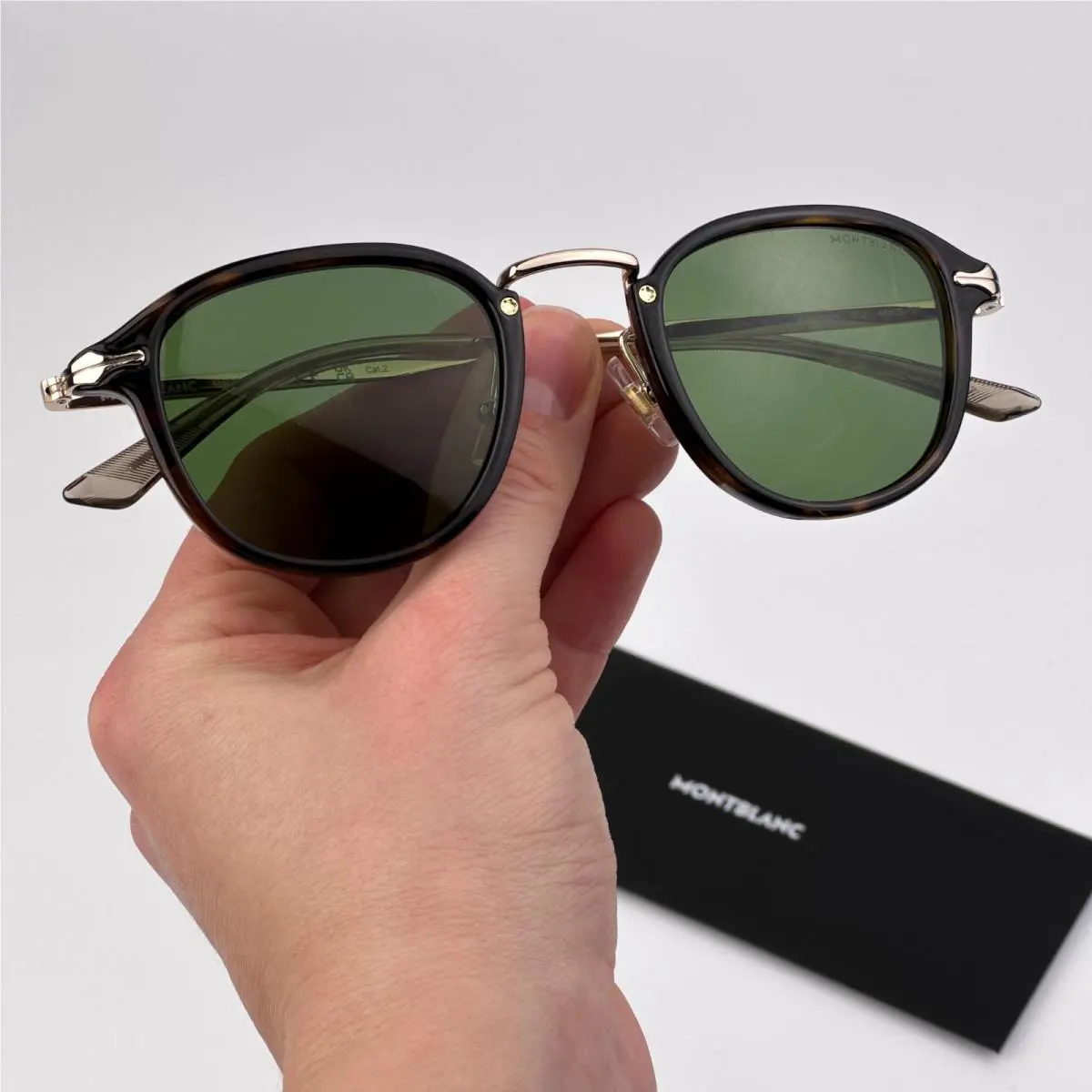 Montblanc Women Sunglasses Havana Gold Green Round MB0336S 002