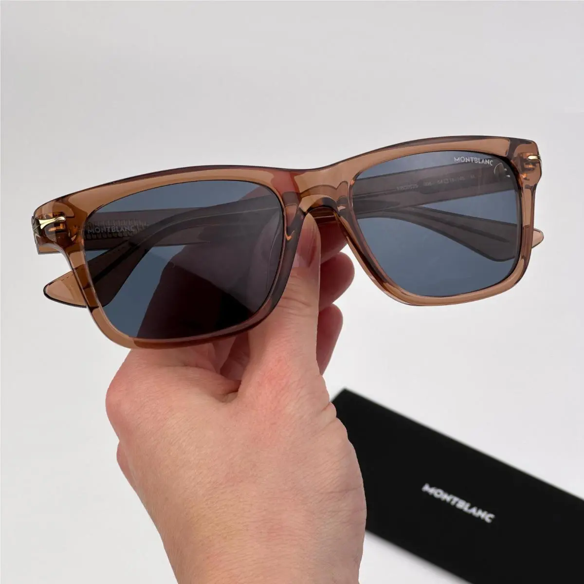 Montblanc Women Sunglasses Brown Blue Square MB0263S 005
