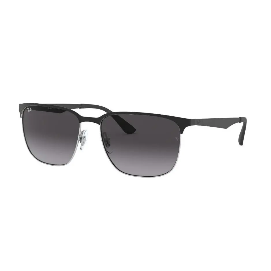Ray-ban RB356959-9004 8G Square Sunglasses Black on Silver Frame Gradient Lenses
