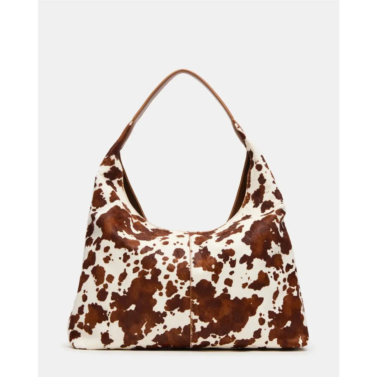 Steve Madden Bfara-p Oversized Shoulder Bag Brown Cow Print