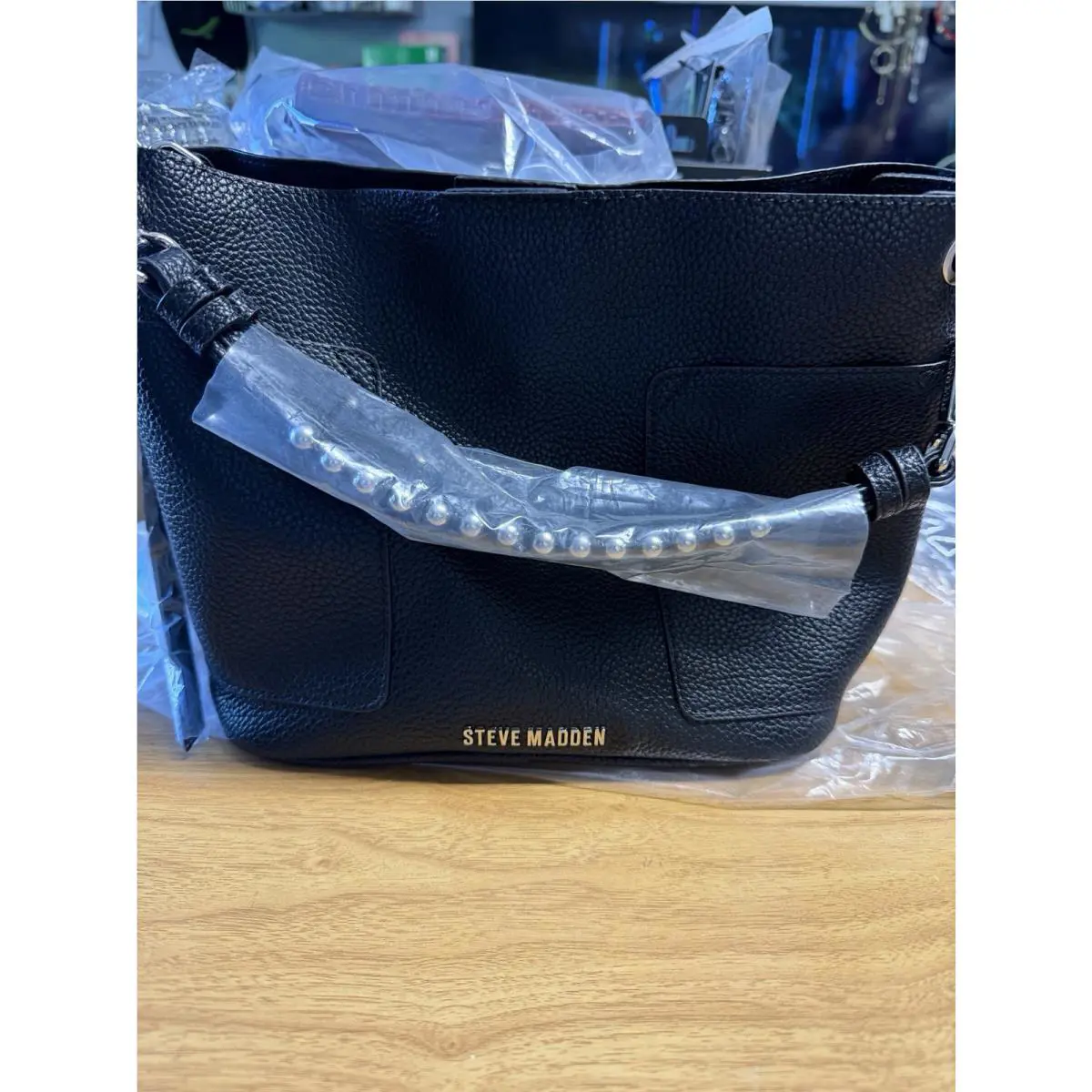 Steve Madden Bsammy Bucket Bag Black Silver