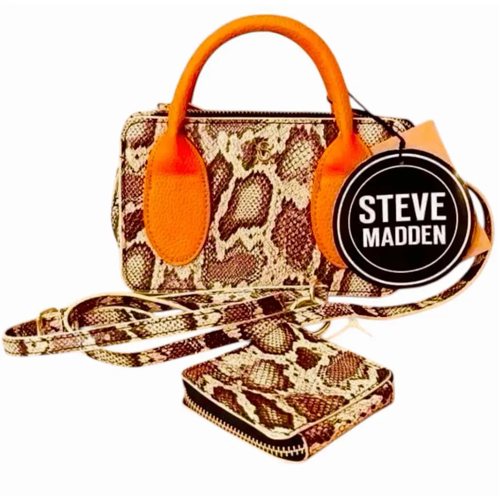 Steve Madden Bhenrik 2 Pcs Animal / Snake Print Crossbody Bag Airpods Case