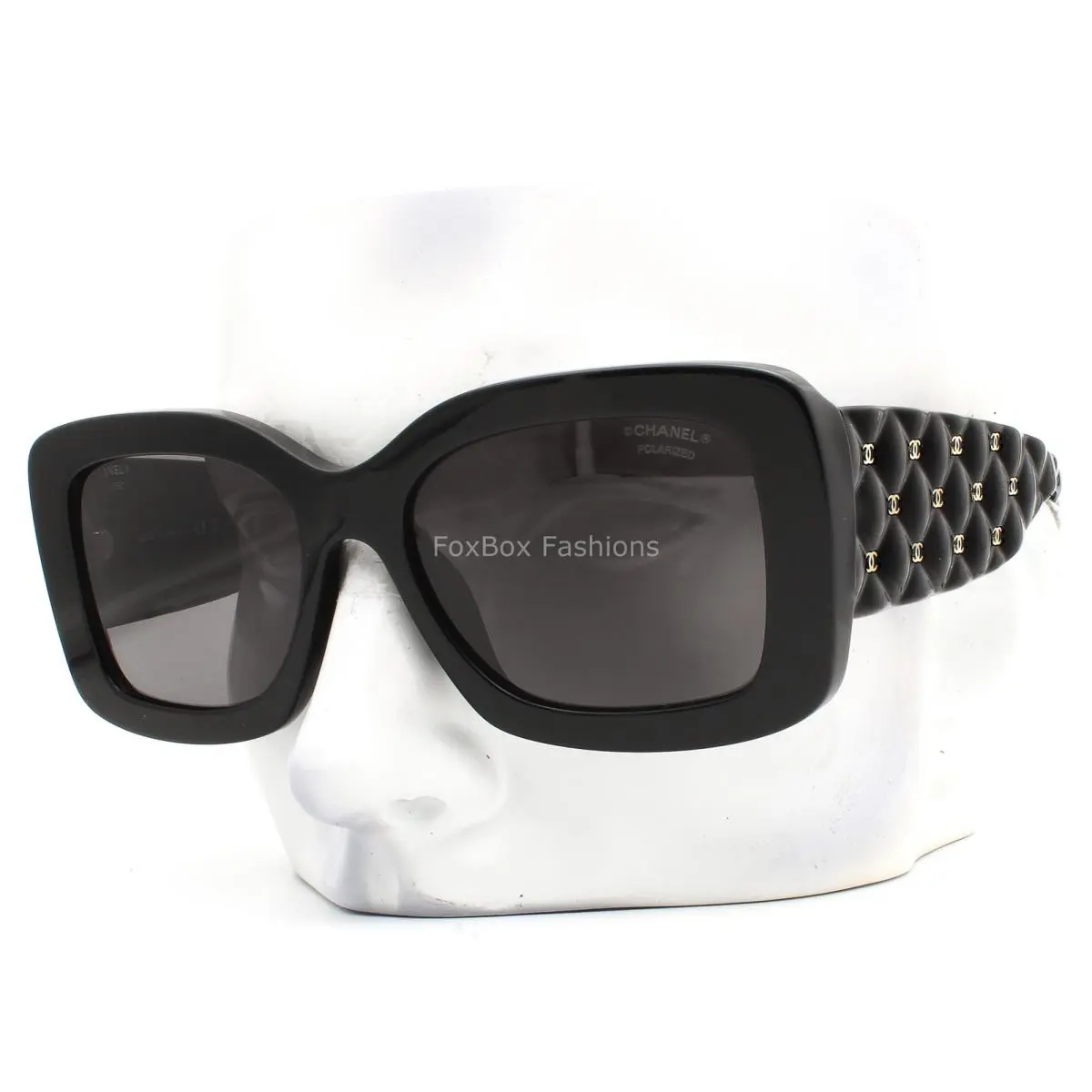 Chanel Sunglasses ch5483A 622/T8 Polished Black Polarized Pale Gold CC with Case