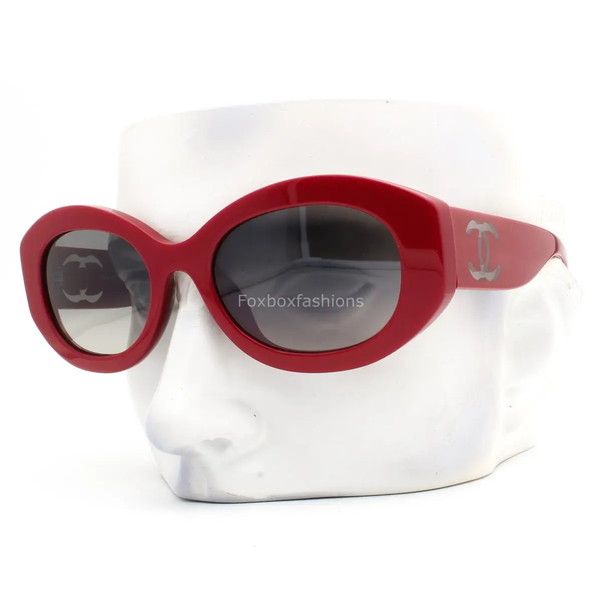 Chanel Sunglasses ch5528A 1759/71 Polished Red Clear CC Logo W/case