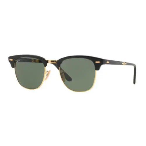 Ray-ban Clubmaster Folding Polished Black Sunglasses RB2176 901 51 - Frame: Black, Lens: Green