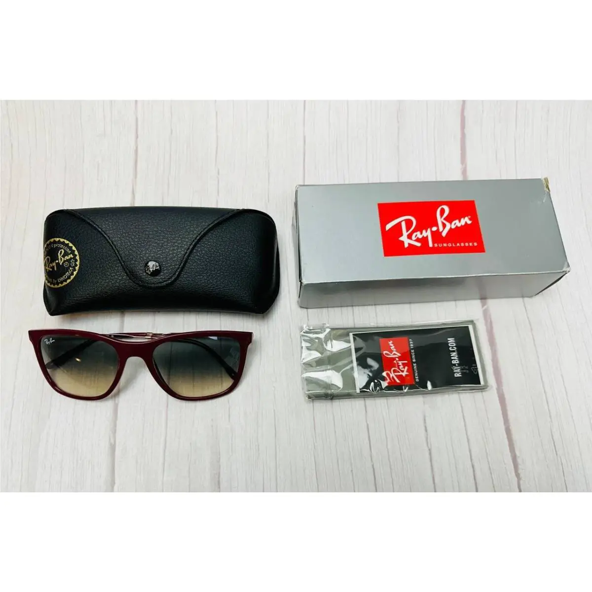 Ray-ban RB 4344 6534/32 Red Gray Gradient Frame Sunglasses 56-19