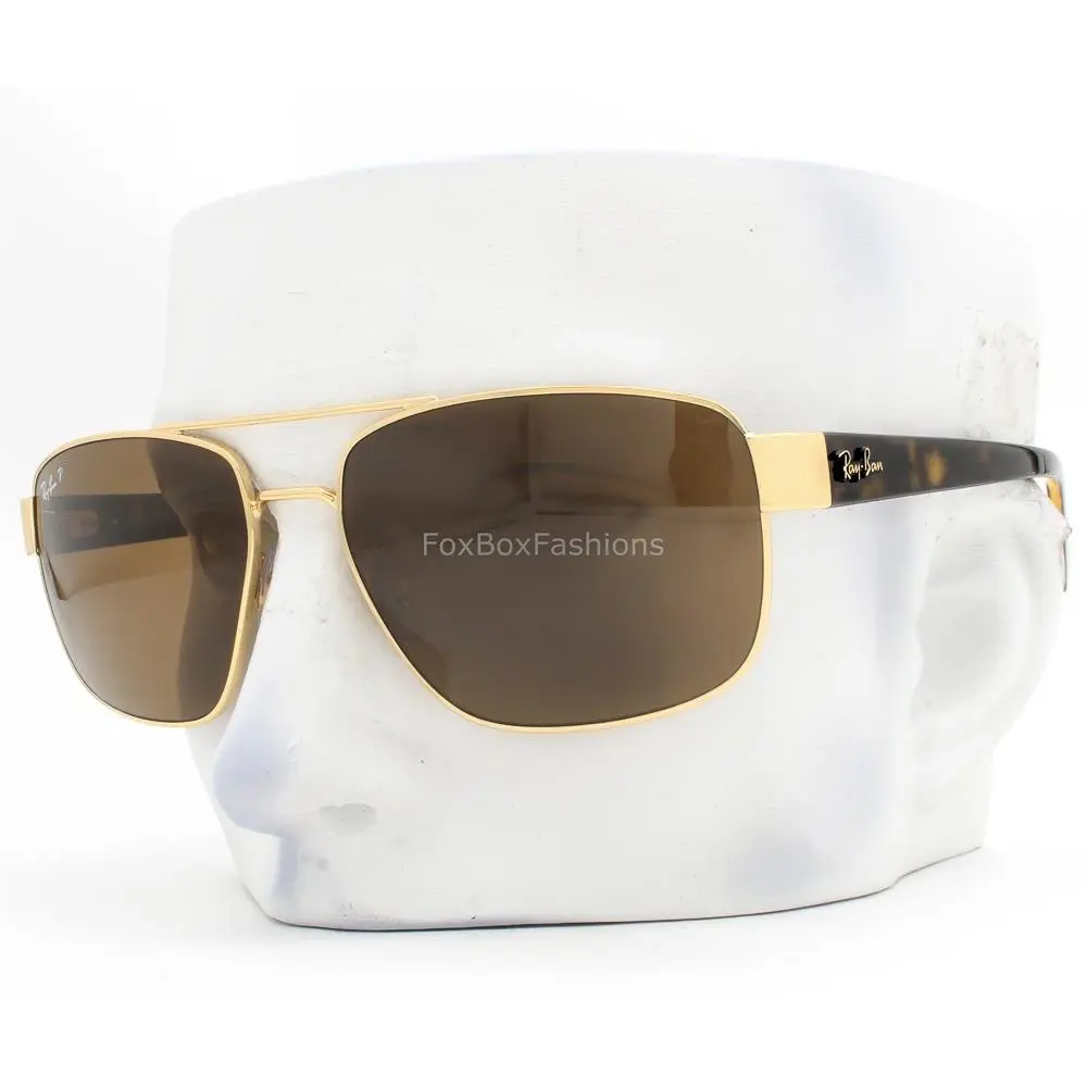 Ray-ban Sunglasses RB 3663 001/57 Shiny Gold Brown Glass Polarized 60mm W/case