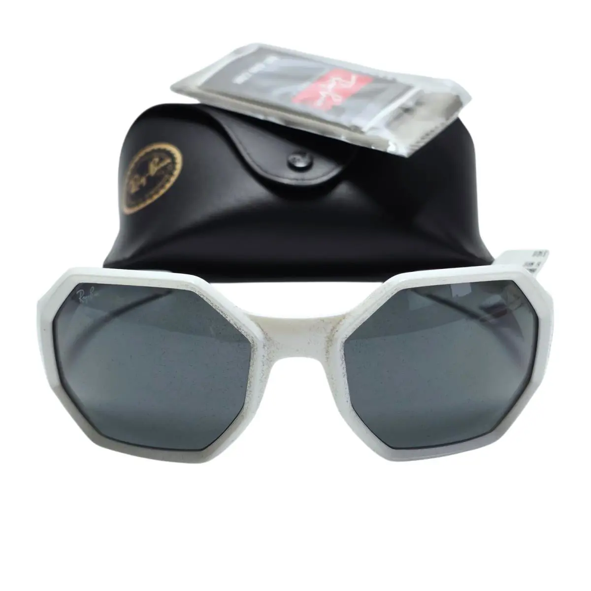Ray-ban RB4337 White Frame Black Lens Polygon 59mm Sunglasses