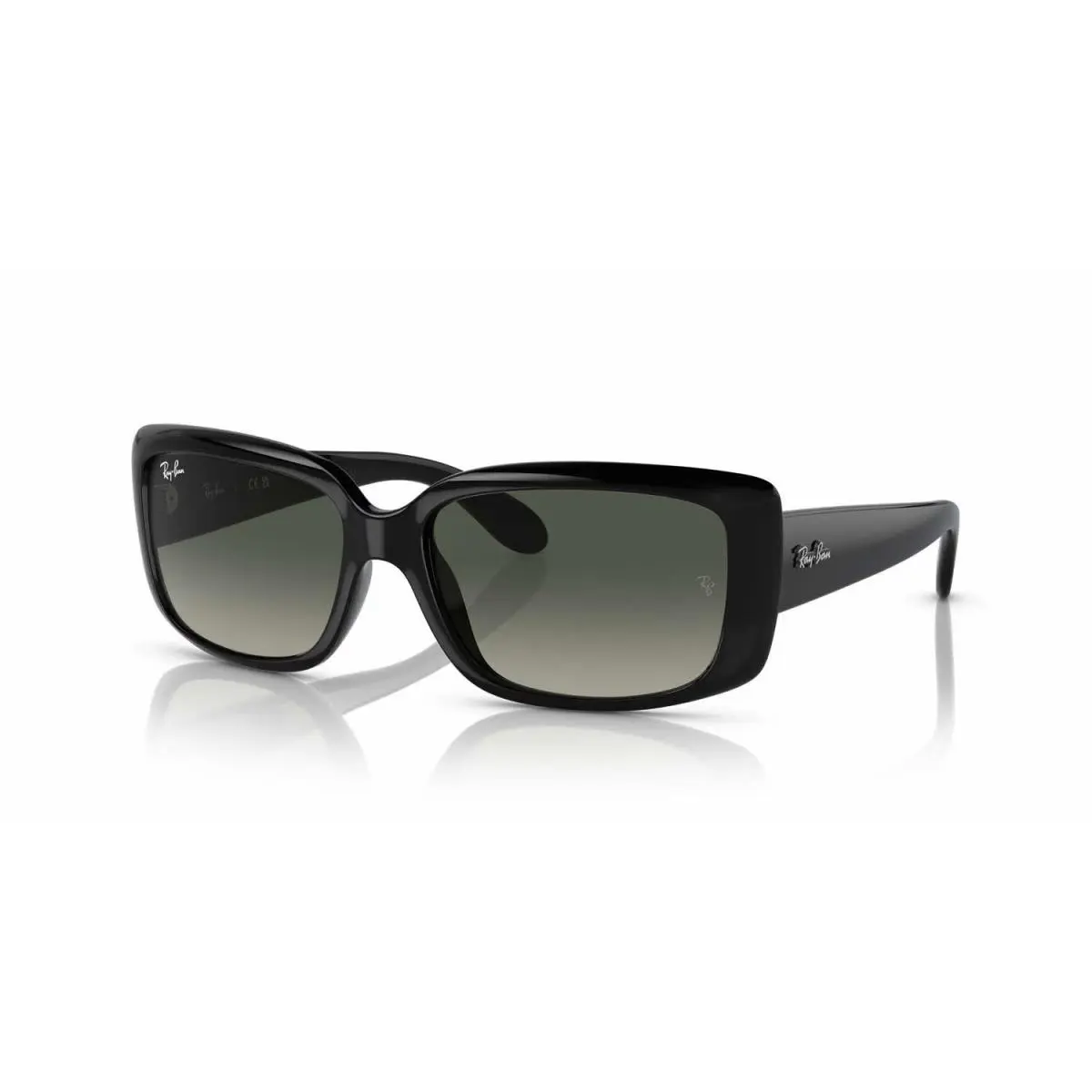 Ray-ban Women`s Oval Sunglasses Green Lens Polished Black Frame RB4389 - Frame: Black, Lens: Green
