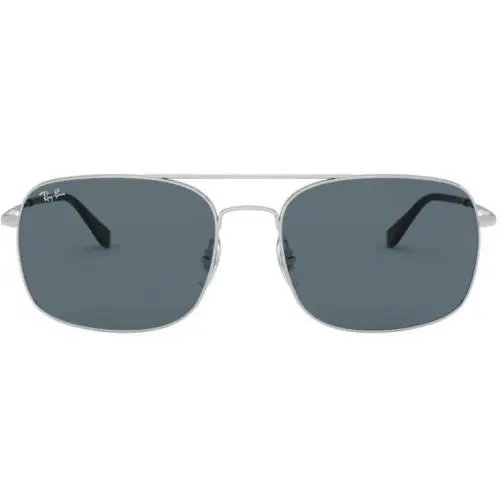 Ray Ban RB3611 003/R5 Square Sunglasses Silver Frame Blue 60mm Lens