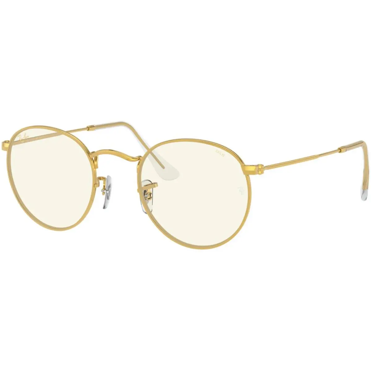 Ray-ban Adult Round Blue-violet Light Clear Evolve Gold/clear 53mm Sunglasses