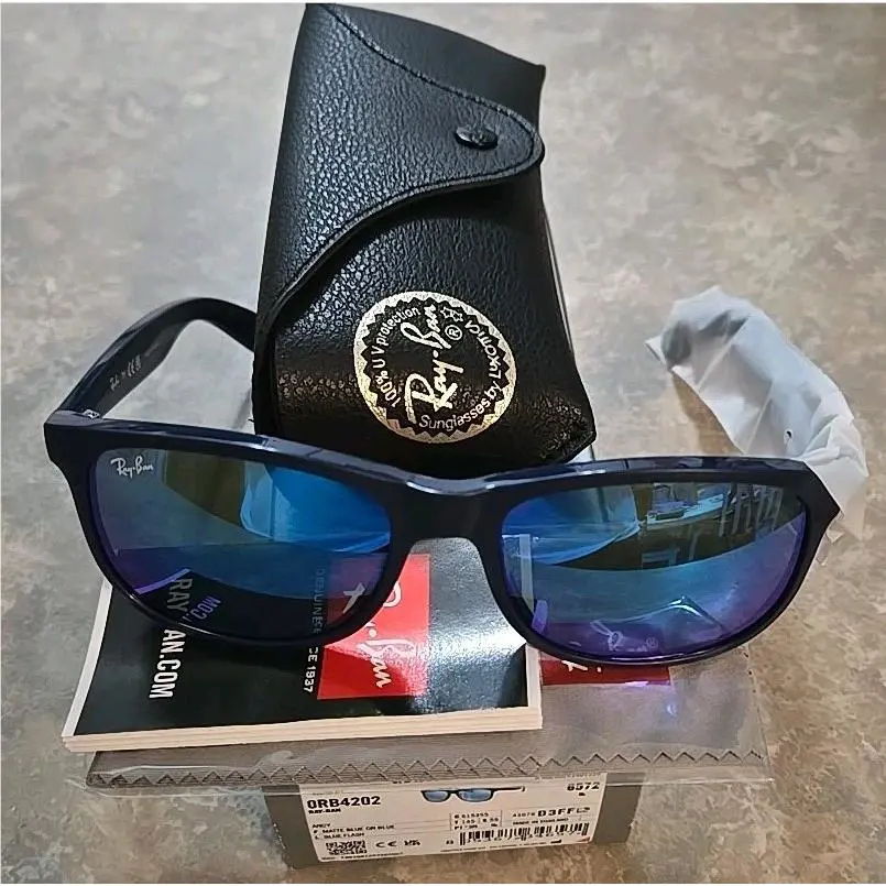 Ray-ban Very Rare Unisex Sunglasses RB4202 55mm Matte Blue On Blue/blue Flash