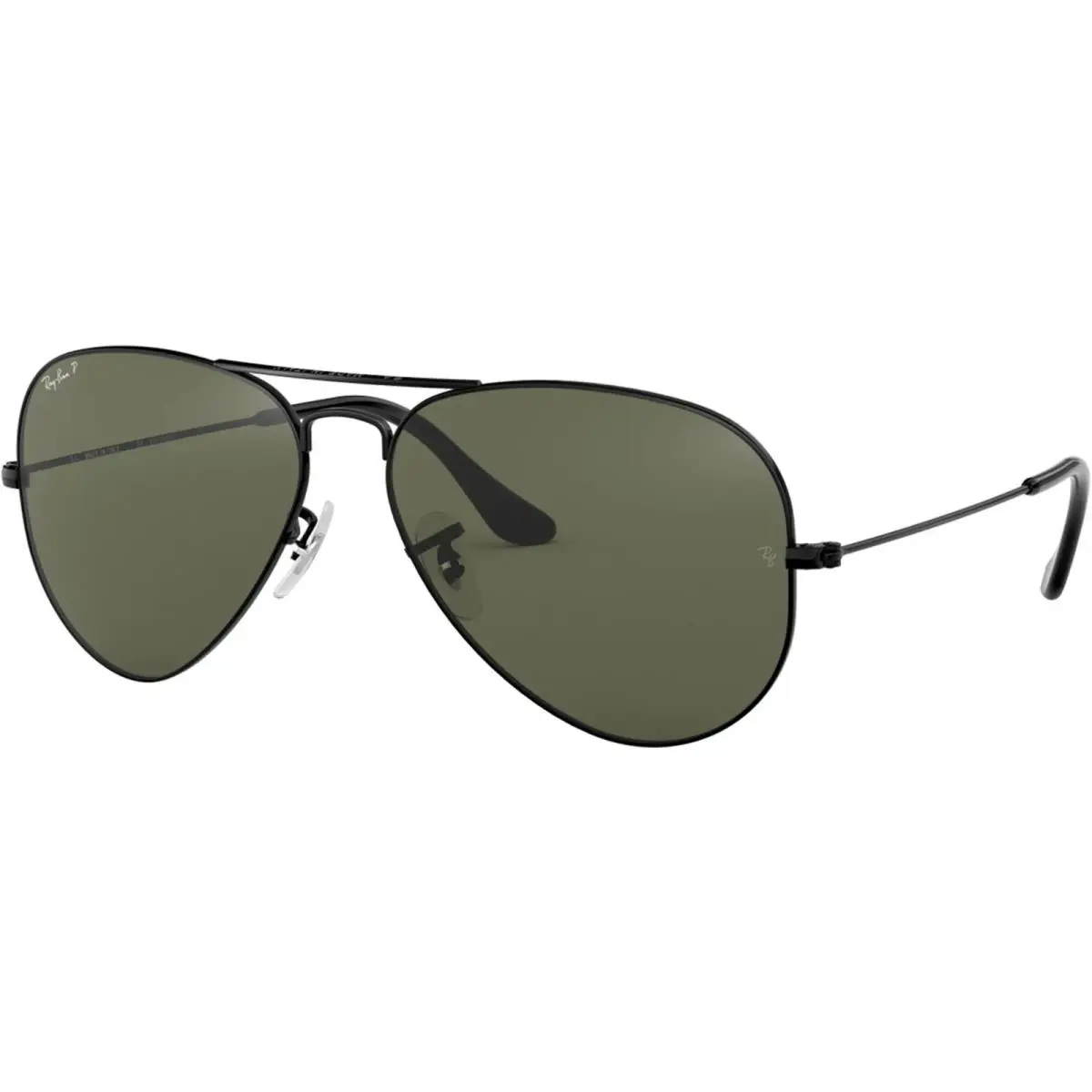 Ray-ban Adult Aviator Classic Polished Black/G-15 Green 55mm Sunglasses - Frame: Black, Lens: Green