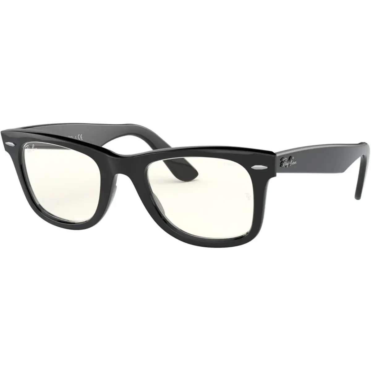 Ray-ban Adult Wayfarer Clear Evolve Polished Black/clear Grey 52mm Sunglasses - Frame: Polished Black, Lens: Clear Grey