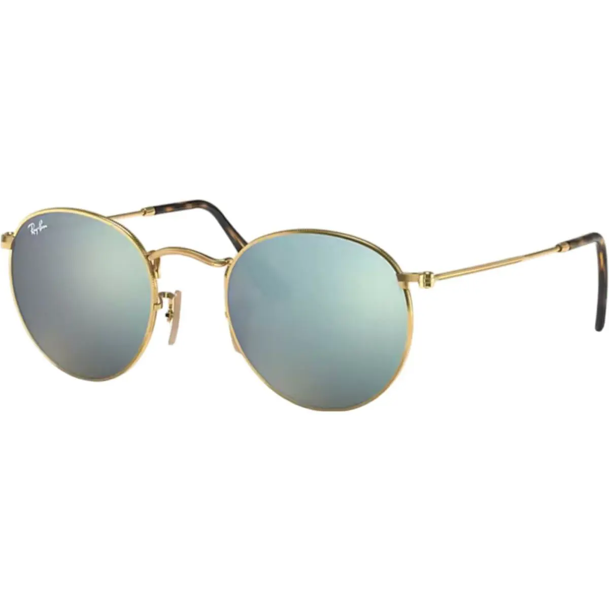 Ray-ban Adult Round Flat Lenses Polished Gold/silver Flash 50mm Sunglasses - Frame: Polished Arista Gold, Lens: Silver Flash
