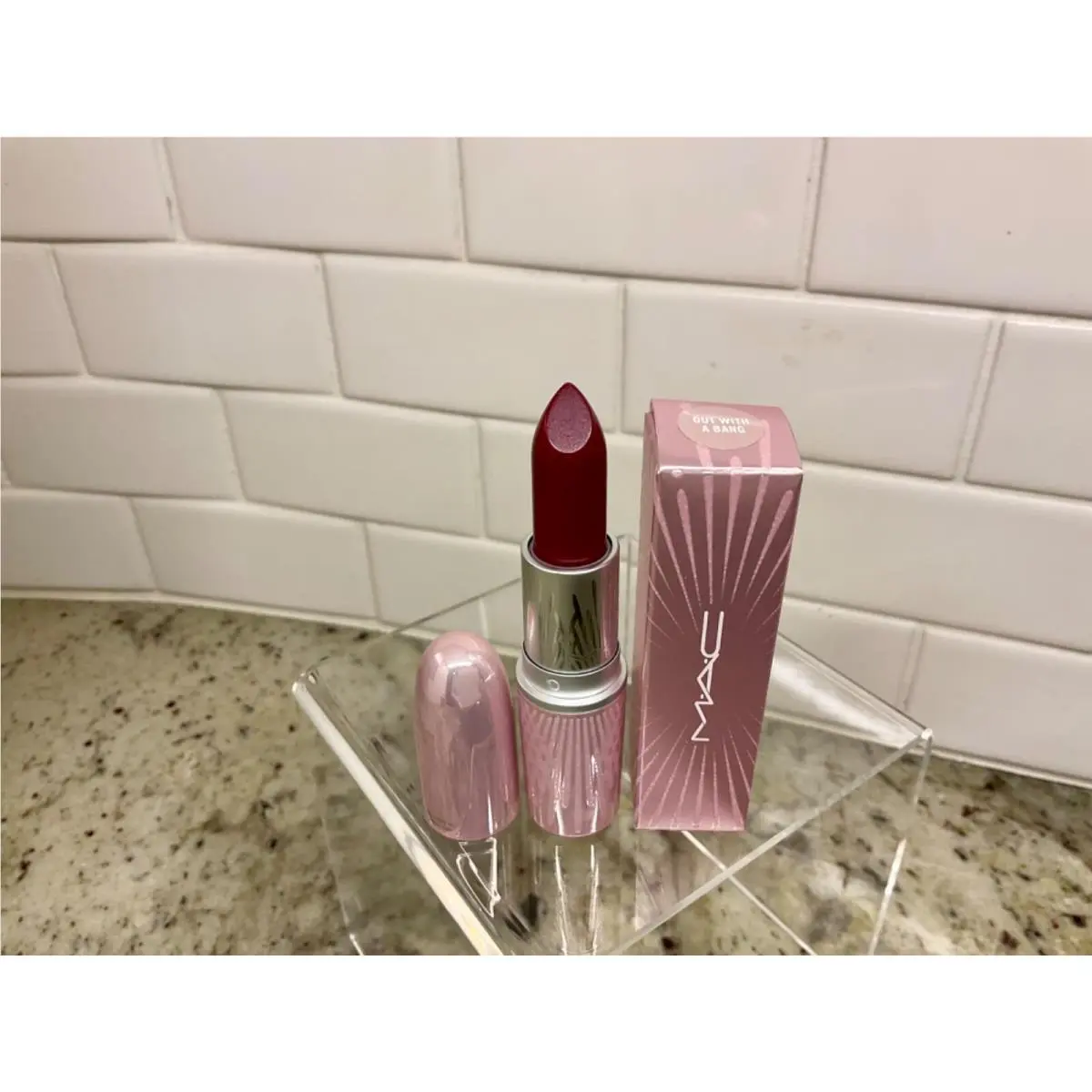 Mac 2020 Frosted Fireworks Holiday Collection Lipstick and Lipglass OUT WITH A BANG by MAC Cosmetics
